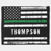 Personalisiertes Militär mit dünner grüner Linie Fleecedecke (Vorderseite (Horizontal))