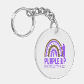 Personalisiertes militärisches Kind - Lila bis mil Schlüsselanhänger (Vorderseite links)