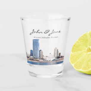 Personalisiertes Milwaukee Skyline Shot Glass Schnapsglas