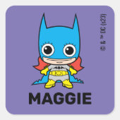 Personalisiertes Mini-Batgirl-Kids-Label Quadratischer Aufkleber (Vorderseite)
