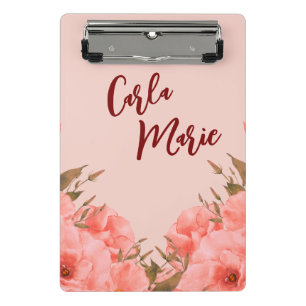 Personalisiertes Mini-Clipboard   Rosa Blumendesig Mini Klemmbrett