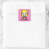 Personalisiertes Mini-Supergirl-Kids-Label Quadratischer Aufkleber (Tasche)