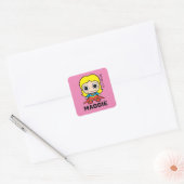 Personalisiertes Mini-Supergirl-Kids-Label Quadratischer Aufkleber (Umschlag)