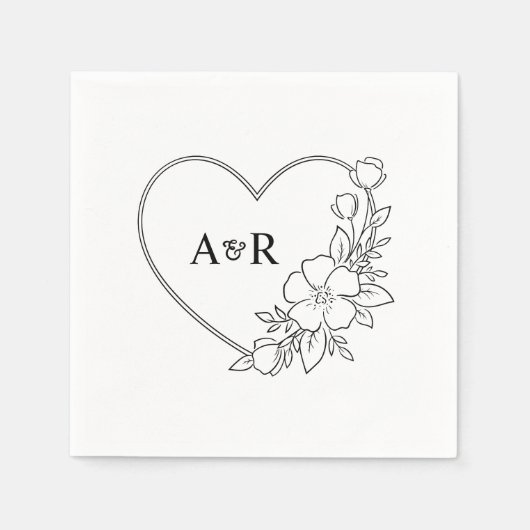 Personalisiertes Minimal Greenery Blumenpapier Serviette (Vorderseite)