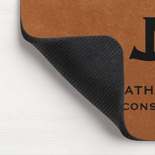 Personalisiertes Minimal-Sable-Leder-Monogramm Mousepad (Ecke)