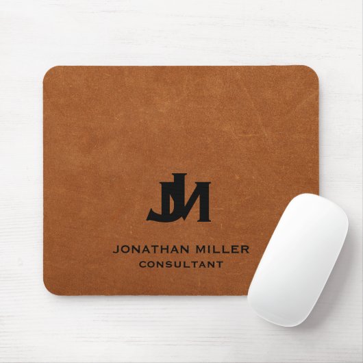 Personalisiertes Minimal-Sable-Leder-Monogramm Mousepad (Mit Mouse)