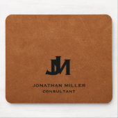 Personalisiertes Minimal-Sable-Leder-Monogramm Mousepad (Vorne)