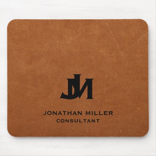 Personalisiertes Minimal-Sable-Leder-Monogramm Mousepad (Vorne)