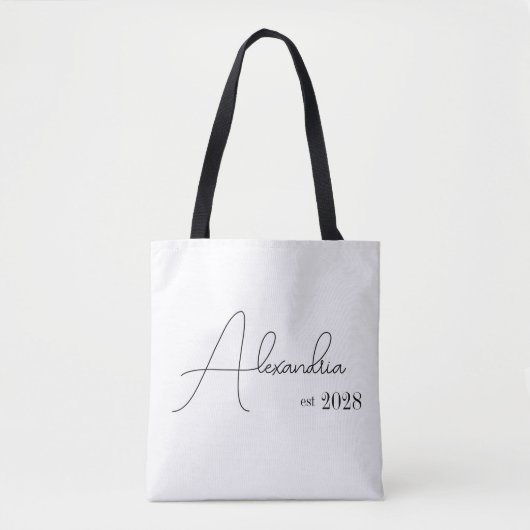 Personalisiertes Minimal Schwarz und Weiß Tasche (Vorderseite)