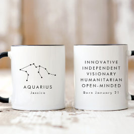 Personalisiertes Minimalistisches Aquarius Zodiac- Tasse