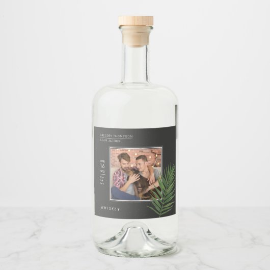 Personalisiertes Minimalistisches Black Tropical P Alkoholflaschenetikett (Vorderseite)