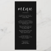 Personalisiertes Minimalistisches Black Wedding Di Menükarte (Vorderseite)