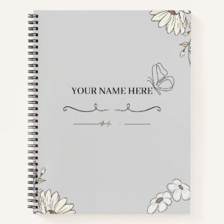 Personalisiertes minimalistisches Blumen-Schmetter Notizblock