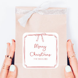 Personalisiertes Minimalistisches Bow Design Weihn Quadratischer Aufkleber