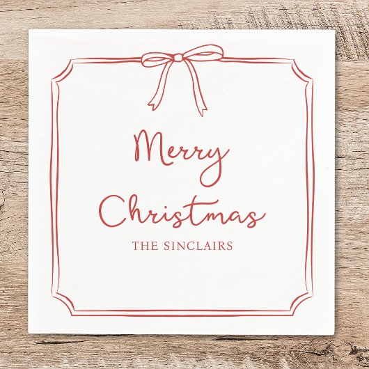 Personalisiertes Minimalistisches Bow Design Weihn Serviette