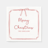 Personalisiertes Minimalistisches Bow Design Weihn Serviette (Vorderseite)