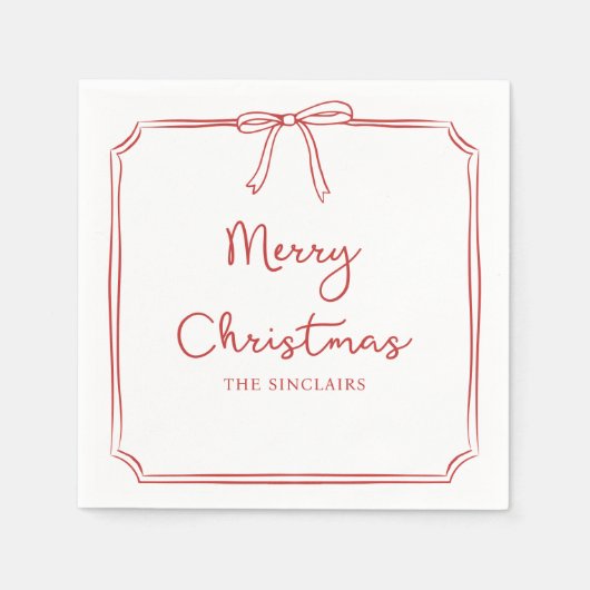 Personalisiertes Minimalistisches Bow Design Weihn Serviette (Vorderseite)