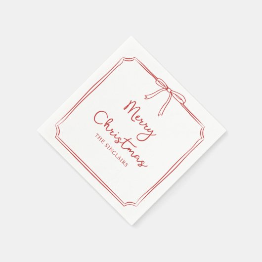 Personalisiertes Minimalistisches Bow Design Weihn Serviette (Ecke)