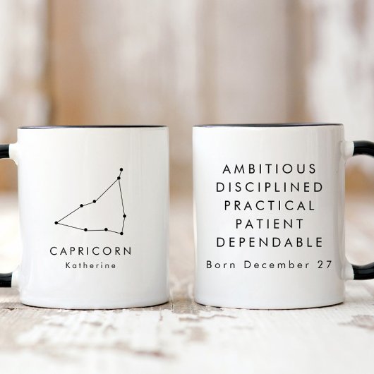 Personalisiertes Minimalistisches Capricorn Tasse