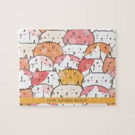Personalisiertes Minimalistisches Cat Orange Puzzl Puzzle