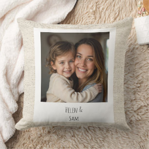 Personalisiertes minimalistisches Familienfoto-Fau Kissen