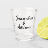 Personalisiertes Minimalistisches Hochzeitshülse Schnapsglas (Vorderseite)
