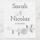 Personalisiertes minimalistisches Hochzeitsweineti Weinetikett (Einzelnes Label)