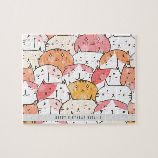 Personalisiertes Minimalistisches Katzenpuzzle - 8 Puzzle (Horizontal)