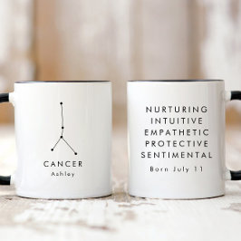 Personalisiertes Minimalistisches Krebszeichen Tasse