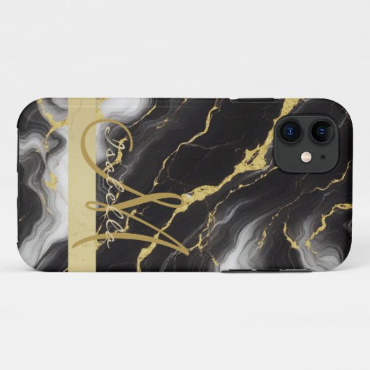 Personalisiertes Minimalistisches, modernes Schwar Case-Mate iPhone Hülle (Rückseite (Horizontal))