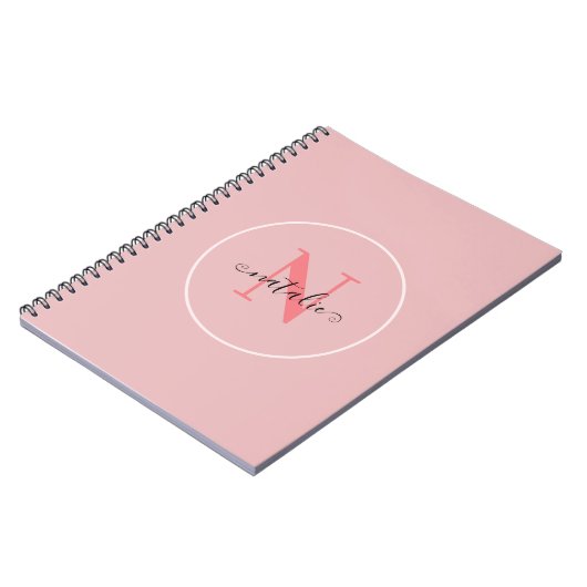 Personalisiertes Minimalistisches Pink SpiralNoteb Notizblock (Linke Seite)