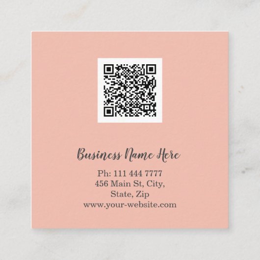 Personalisiertes Minimalistisches QR-Logo Quadratische Visitenkarte (Rückseite)