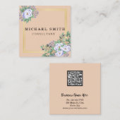 Personalisiertes Minimalistisches QR-Logo Quadratische Visitenkarte (Vorne/Hinten)