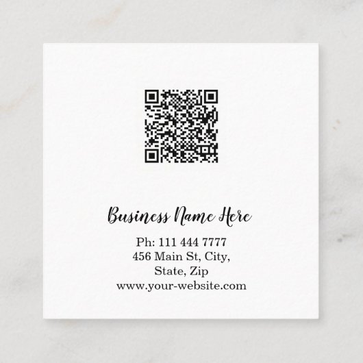 Personalisiertes Minimalistisches QR-Logo Quadratische Visitenkarte (Rückseite)