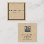 Personalisiertes Minimalistisches QR-Logo Quadratische Visitenkarte (Vorne/Hinten)