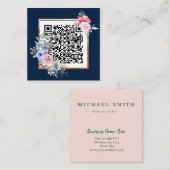 Personalisiertes Minimalistisches QR-Logo Quadratische Visitenkarte (Vorne/Hinten)