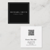 Personalisiertes Minimalistisches QR-Logo Quadratische Visitenkarte (Vorne/Hinten)