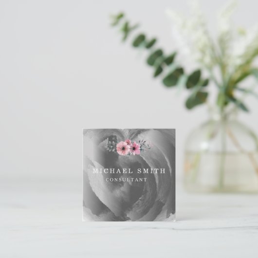 Personalisiertes Minimalistisches QR-Logo Quadratische Visitenkarte (Stehend Vorderseite)