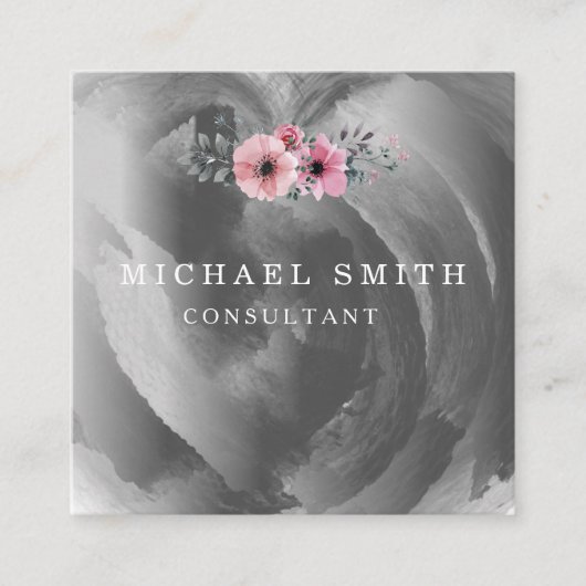 Personalisiertes Minimalistisches QR-Logo Quadratische Visitenkarte (Vorderseite)