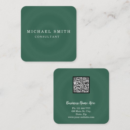 Personalisiertes Minimalistisches QR-Logo Quadratische Visitenkarte (Vorne/Hinten)