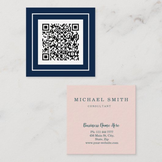 Personalisiertes Minimalistisches QR-Logo Quadratische Visitenkarte (Vorne/Hinten)