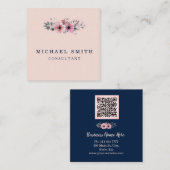 Personalisiertes Minimalistisches QR-Logo Quadratische Visitenkarte (Vorne/Hinten)