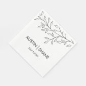 Personalisiertes Minimalistisches Sketch Leaf Serviette (Ecke)