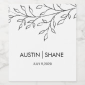 Personalisiertes Minimalistisches Sketch Leaf Weinetikett (Einzelnes Label)