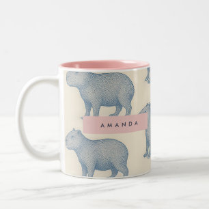 Personalisiertes minimalistisches süßes Capybara-M Zweifarbige Tasse