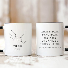 Personalisiertes Minimalistisches Virgo Zodiac-Zei Tasse
