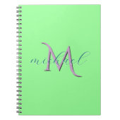 Personalisiertes Mintgrün-Monogramm-Initial und Na Notizblock (Vorderseite)