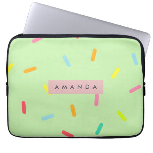 Personalisiertes Mintgrün Pastell Streusel Konfett Laptopschutzhülle