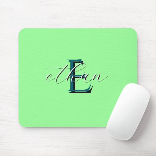 Personalisiertes mintgrünes Monogramm Anfangsbuchs Mousepad (Mit Mouse)