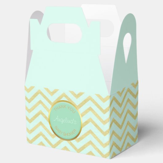 Personalisiertes Minze Green Gold Foil Zickzack Mu Geschenkschachtel (Geöffnet)